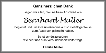 Traueranzeige von Bernhard Müller von Memminger Zeitung