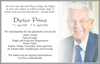 Traueranzeige von Dieter Prinz von Allgäuer Zeitung, Füssen