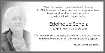 Traueranzeige von Edeltraud Scholz von Allgäuer Zeitung, Kaufbeuren/Buchloe