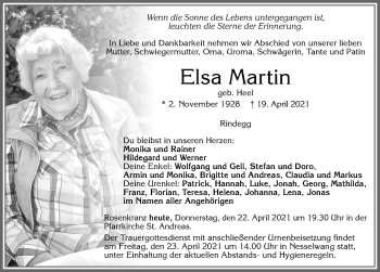 Traueranzeige von Elsa Martin von Allgäuer Zeitung, Füssen