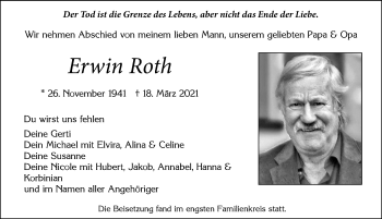 Traueranzeige von Erwin Roth von Allgäuer Zeitung, Marktoberdorf