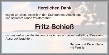 Traueranzeige von Fritz Schieß von Memminger Zeitung
