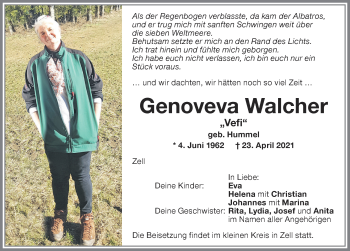 Traueranzeige von Genoveva Walcher von Memminger Zeitung
