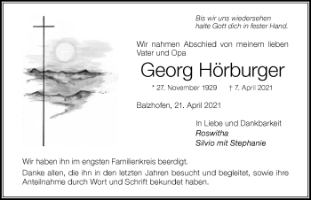 Traueranzeige von Georg Hörburger von Der Westallgäuer