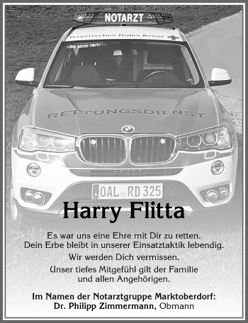 Traueranzeige von Harry Flitta von Allgäuer Zeitung