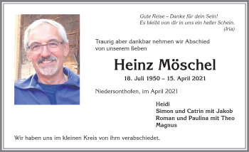Traueranzeige von Heinz Möschel von Allgäuer Zeitung
