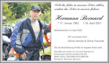 Traueranzeige von Hermann Bernard von Allgäuer Zeitung