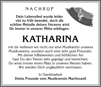 Traueranzeige von Katharina  von Allgäuer Zeitung