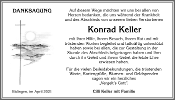 Traueranzeige von Konrad Keller von Allgäuer Zeitung, Marktoberdorf