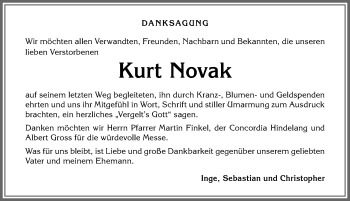 Traueranzeige von Kurt Novak von Allgäuer Zeitung