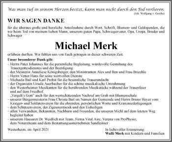 Traueranzeige von Michael Merk von Memminger Zeitung