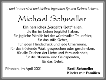 Traueranzeige von Michael Schmeller von Allgäuer Zeitung, Füssen