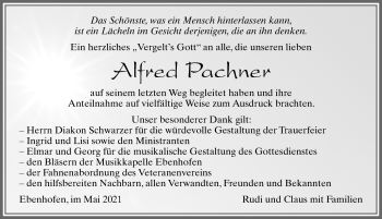 Traueranzeige von Alfred Pachner von Allgäuer Zeitung, Marktoberdorf