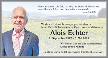 Traueranzeige von Alois Echter von Allgäuer Zeitung,Kempten