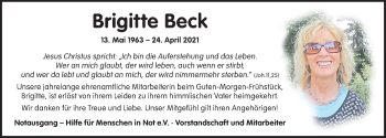 Traueranzeige von Brigitte Beck von Memminger Zeitung
