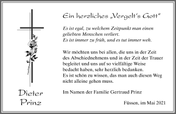 Traueranzeige von Dieter Prinz von Allgäuer Zeitung, Füssen