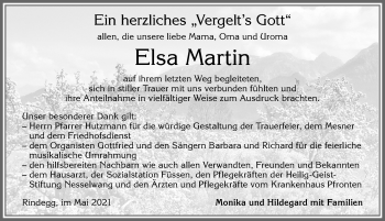 Traueranzeige von Elsa Martin von Allgäuer Zeitung, Füssen