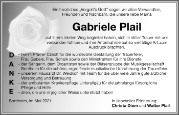 Traueranzeige von Gabriele Plail von Memminger Zeitung