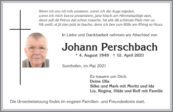 Traueranzeige von Johann Perschbach von Allgäuer Anzeigeblatt