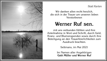 Traueranzeige von Werner Ruf von Allgäuer Zeitung,Kempten