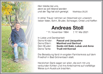 Traueranzeige von Andreas Stoll von Memminger Zeitung