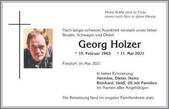 Traueranzeige von Georg Holzer von Allgäuer Anzeigeblatt
