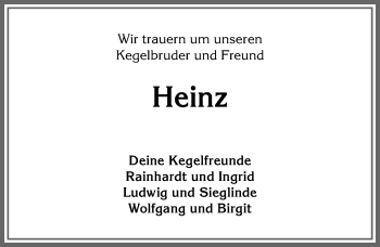 Traueranzeige von Heinz  von Allgäuer Anzeigeblatt