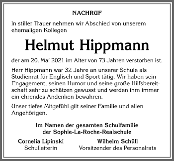 Traueranzeige von Helmut Hippmann von Allgäuer Zeitung, Kaufbeuren/Buchloe