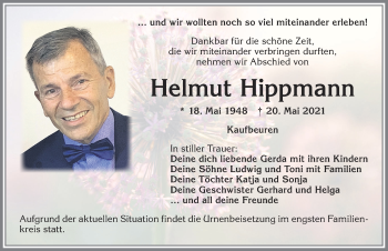 Traueranzeige von Helmut Hippmann von Allgäuer Zeitung, Kaufbeuren/Buchloe