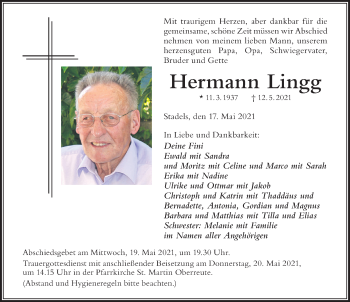 Traueranzeige von Hermann Lingg von Der Westallgäuer