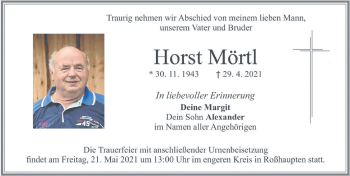 Traueranzeige von Horst Mörtl von Allgäuer Zeitung, Füssen