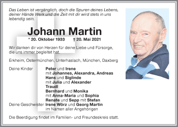 Traueranzeige von Johann Martin von Memminger Zeitung