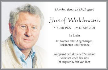 Traueranzeige von Josef Waldmann von Allgäuer Zeitung, Füssen