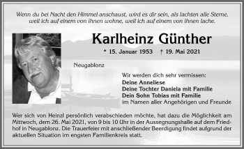Traueranzeige von Karlheinz Günther von Allgäuer Zeitung, Kaufbeuren/Buchloe