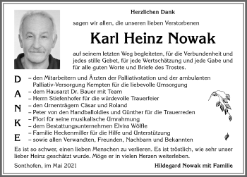 Traueranzeige von Karl Heinz Nowak von Allgäuer Anzeigeblatt