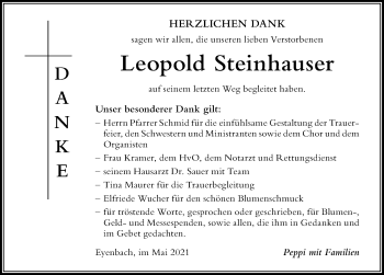 Traueranzeige von Leopold Steinhauser von Der Westallgäuer