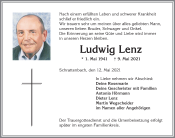 Traueranzeige von Ludwig Lenz von Allgäuer Zeitung,Kempten