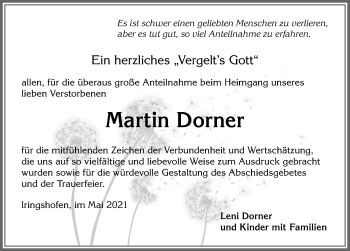 Traueranzeige von Martin Dorner von Allgäuer Zeitung