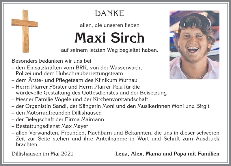  Traueranzeige für Maxi Sirch vom 29.05.2021 aus Allgäuer Zeitung, Kaufbeuren/Buchloe