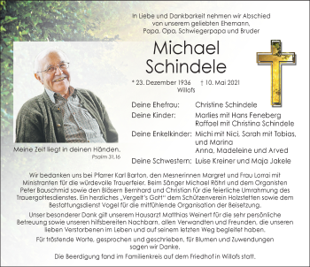 Traueranzeige von Michael Schindele von Allgäuer Zeitung, Marktoberdorf