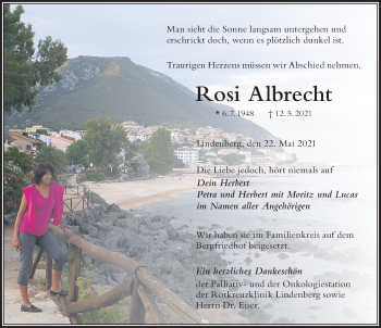 Traueranzeige von Rosi Albrecht von Der Westallgäuer
