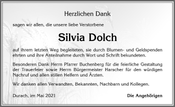 Traueranzeige von Silvia Dolch von Allgäuer Zeitung,Kempten