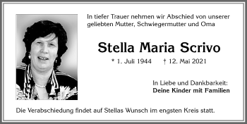 Traueranzeige von Stella Maria Scrivo von Allgäuer Zeitung, Kaufbeuren/Buchloe