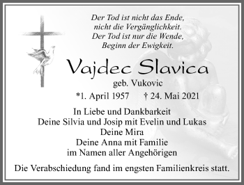 Traueranzeige von Vajdec Slavica von Allgäuer Zeitung,Kempten