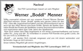 Traueranzeige von Werner Menner von Allgäuer Zeitung, Kaufbeuren/Buchloe