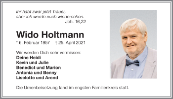 Traueranzeige von Wido Holtmann von Memminger Zeitung