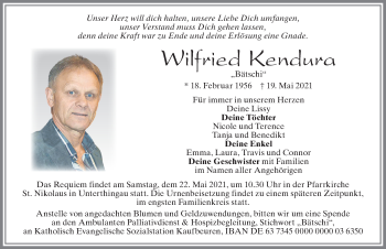 Traueranzeige von Wilfried Kendura von Allgäuer Zeitung