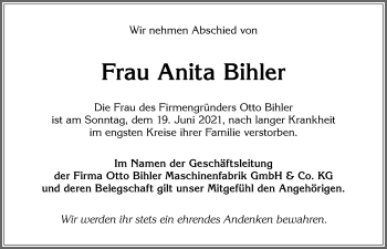 Traueranzeige von Anita Bihler von Allgäuer Zeitung, Füssen