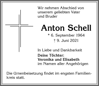 Traueranzeige von Anton Schell von Allgäuer Zeitung, Marktoberdorf