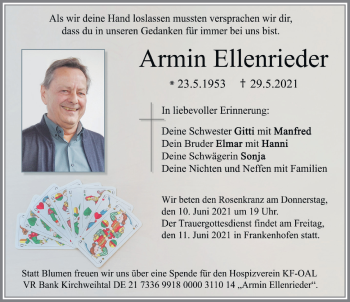 Traueranzeige von Armin Ellenrieder von Allgäuer Zeitung, Kaufbeuren/Buchloe